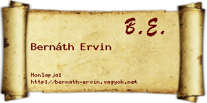 Bernáth Ervin névjegykártya
